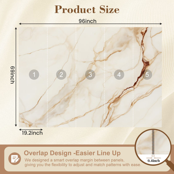 Red Barrel Studio Peel and Stick Wallpaper Beige Marble Texture Brown ...