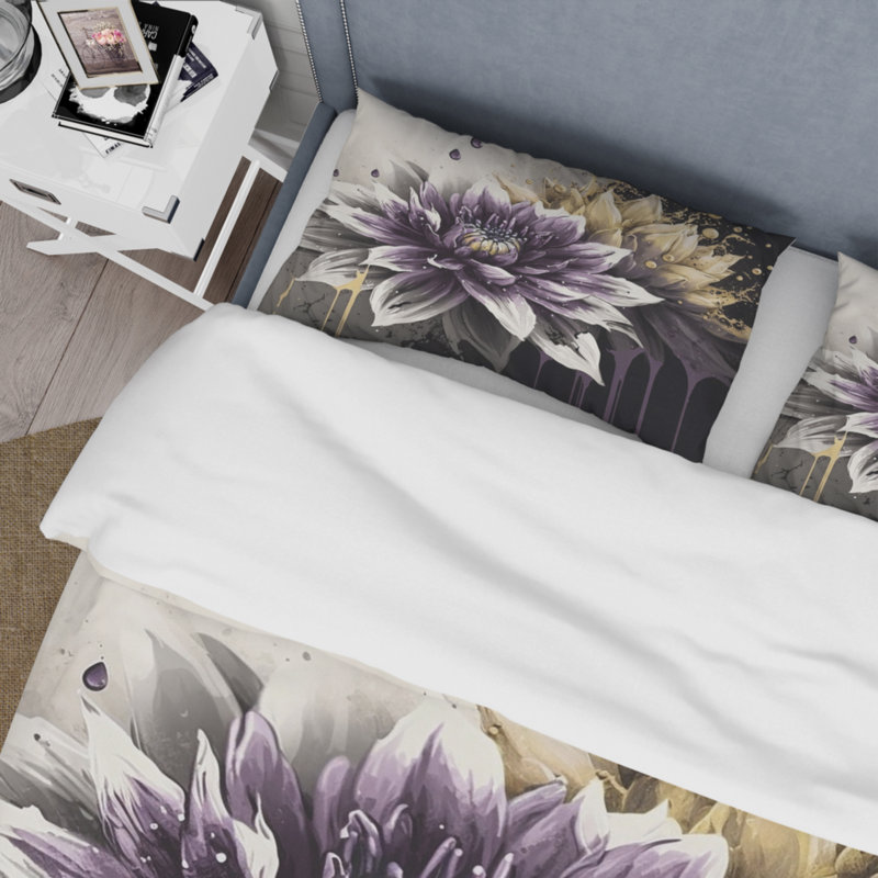 Ensemble de housse de couette en microfibre / polyester Dahlia Flower II Bedding