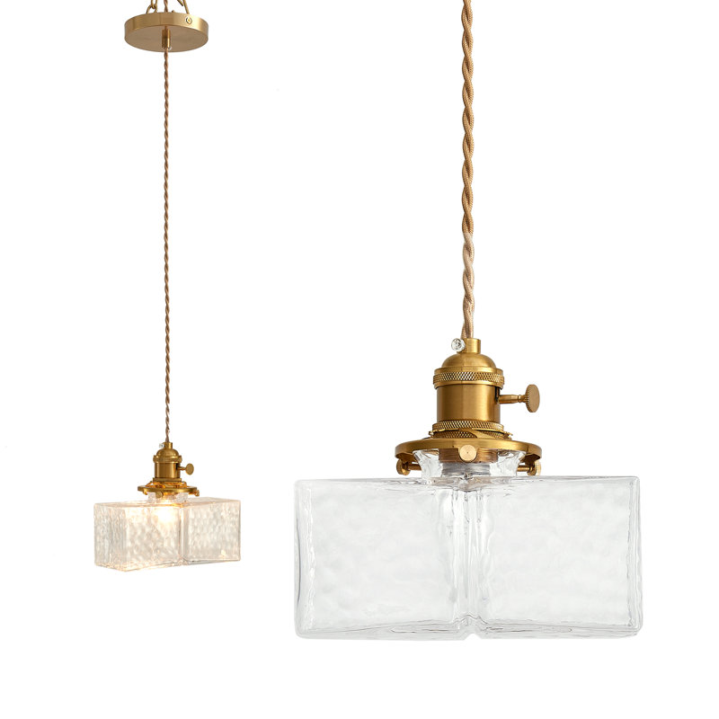  Plug In Pendant Light For Ceiling, 7.09 Inch Vintage Light Fixtures Clear Glass Lampshade Hanging Lights With Plug In Cord Two Ways Switches Industrial Pendant Lights For Bedroom Living Room
