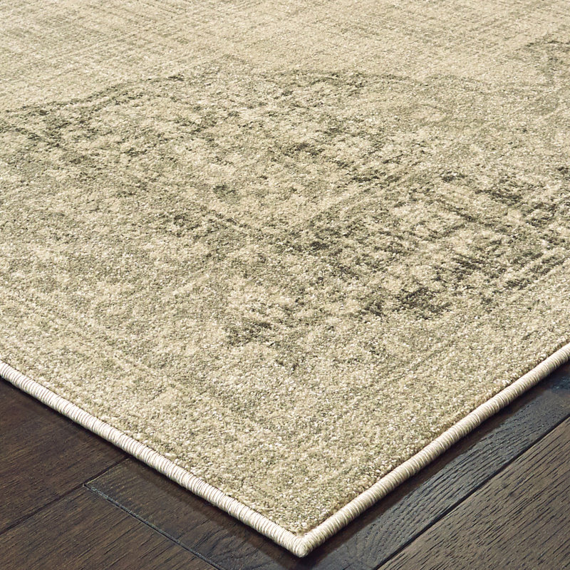 Tapis oriental gris / ivoire Haun, Rectangle 9 pi 10 po x 12 pi 10 po