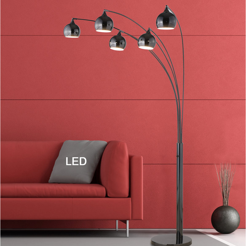 Lampe sur pied à branches 86 ", Noir de jais / gris acier