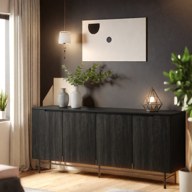 Spacieux meubles télé et centres de divertissement, rangement en MDF pour la maison moderne en métal