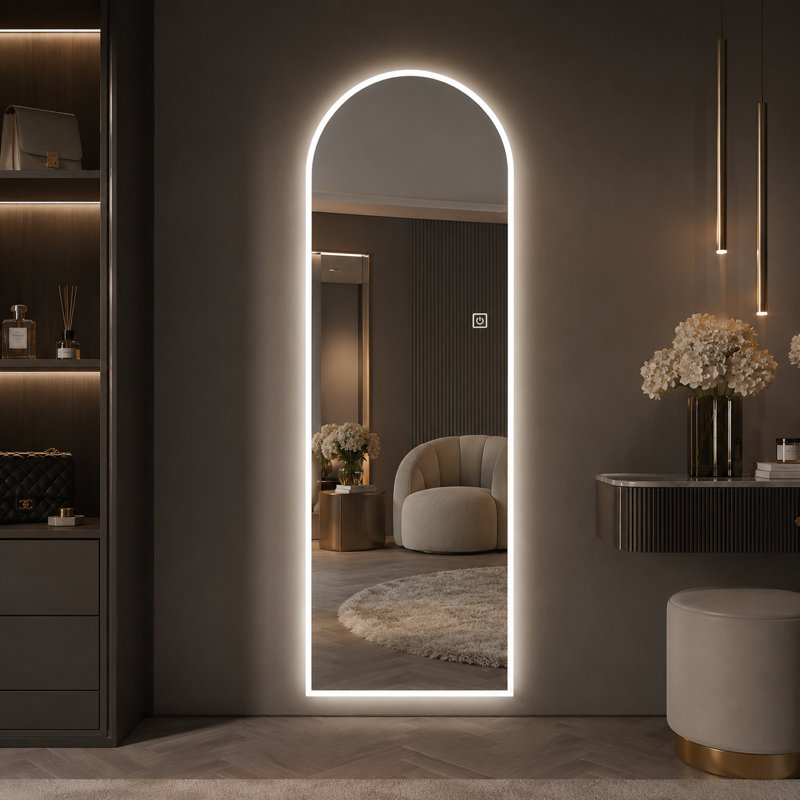 Miroir pleine longueur 65 po x 21 po à DEL avec gradation et fonction de mémoire intelligente