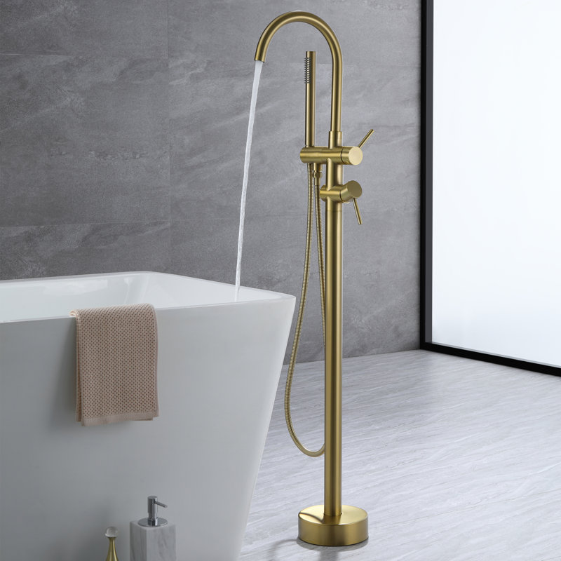 Robinet de baignoire circulaire à pattes sur pieds, Or brossé