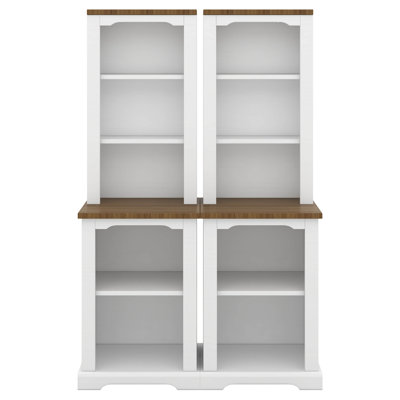 2-Piece Tall Bookshelf With Open Storage, Freestanding Tall Cabinet With Display Open Shelves For Living Room Bedroom Entryway