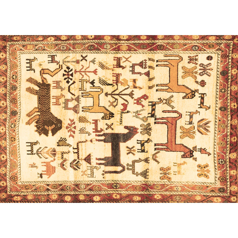Olicia Southwestern Machine Made Wool/Polyester Area Rug in Brown/Red/Beige, Rectangle 2' x 4'