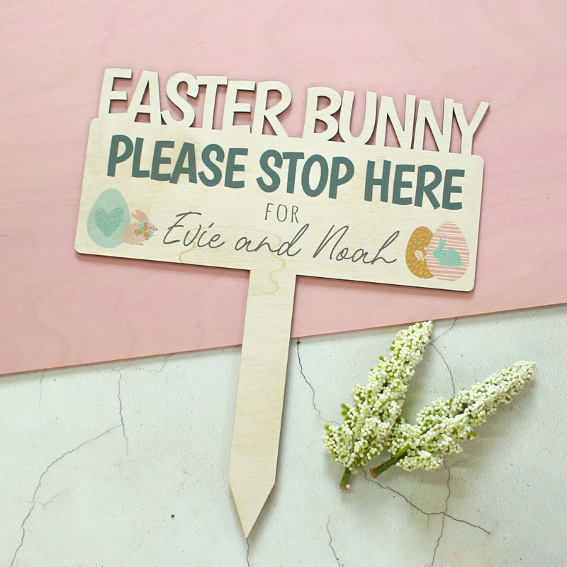 Langston Personalised Easter Bunny Sign, Yes