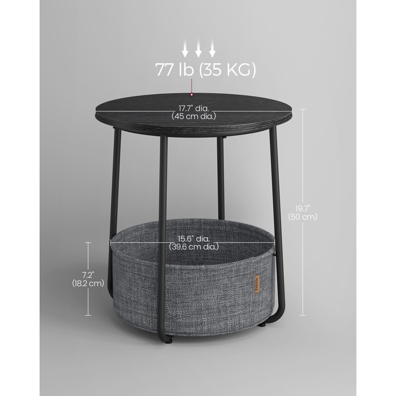 Lauranne Side Table with Storage, Ebony Black/Slate Grey