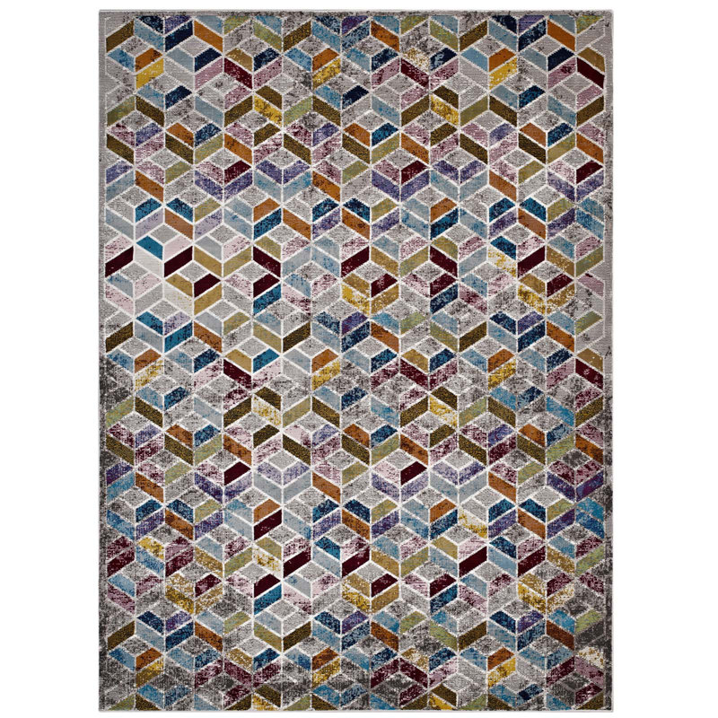 Modway Laleh ful Geometric Mosaic Area Rug, Rectangle 4' x 6'