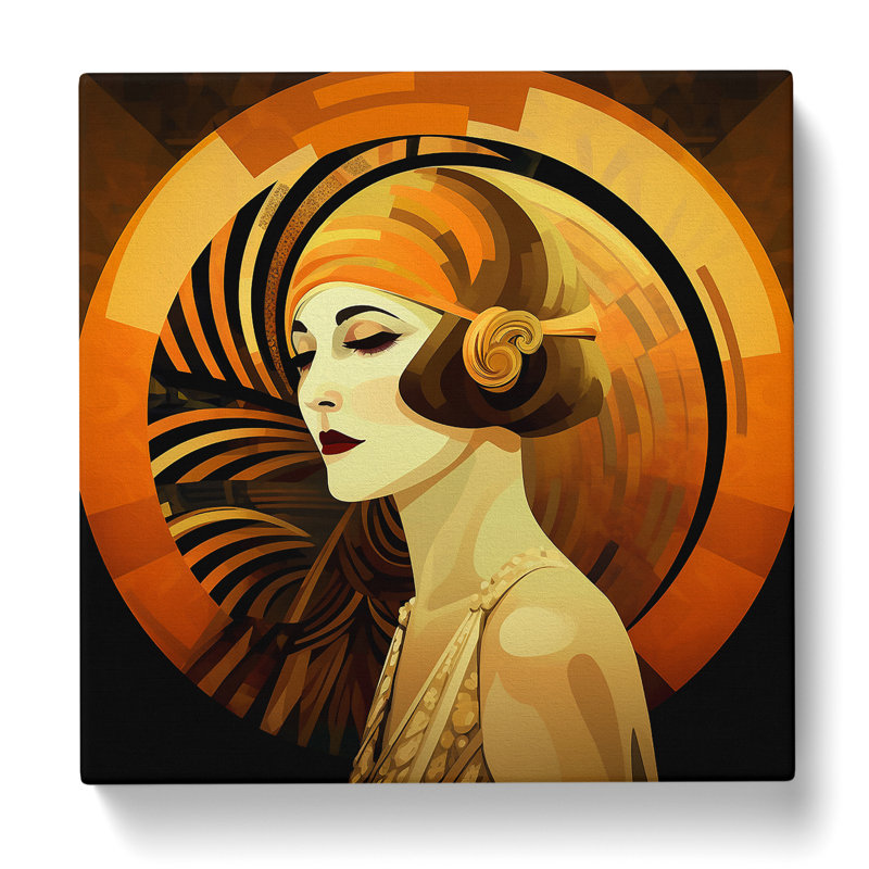 Art Deco Woman Digital Art - Wrapped Canvas - Framed Print, 35cm H x 35cm W x 3cm D