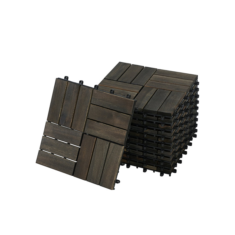 Carreaux de terrasse en bois d'acacia, 10, Marron foncé