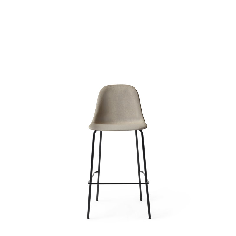 Harbour Upholstered Bar Stool with Metal Frame, Dakar 0842 Black Genuine Leather, Bar Stool (28.7" Seat Height)