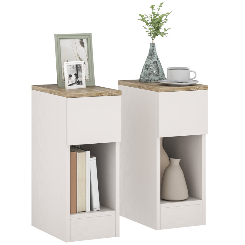 Scotto 20cm W Manufactured Wood Bedside Table, White