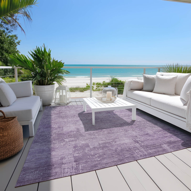 Lavender Flat Woven Rectangular Synthetic Washable Rug 3' x 5'