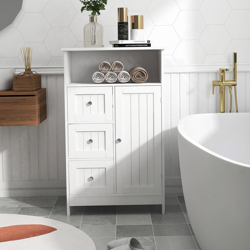 Armoire de rangement pour salle de bain avec 3 tiroirs et 1 porte