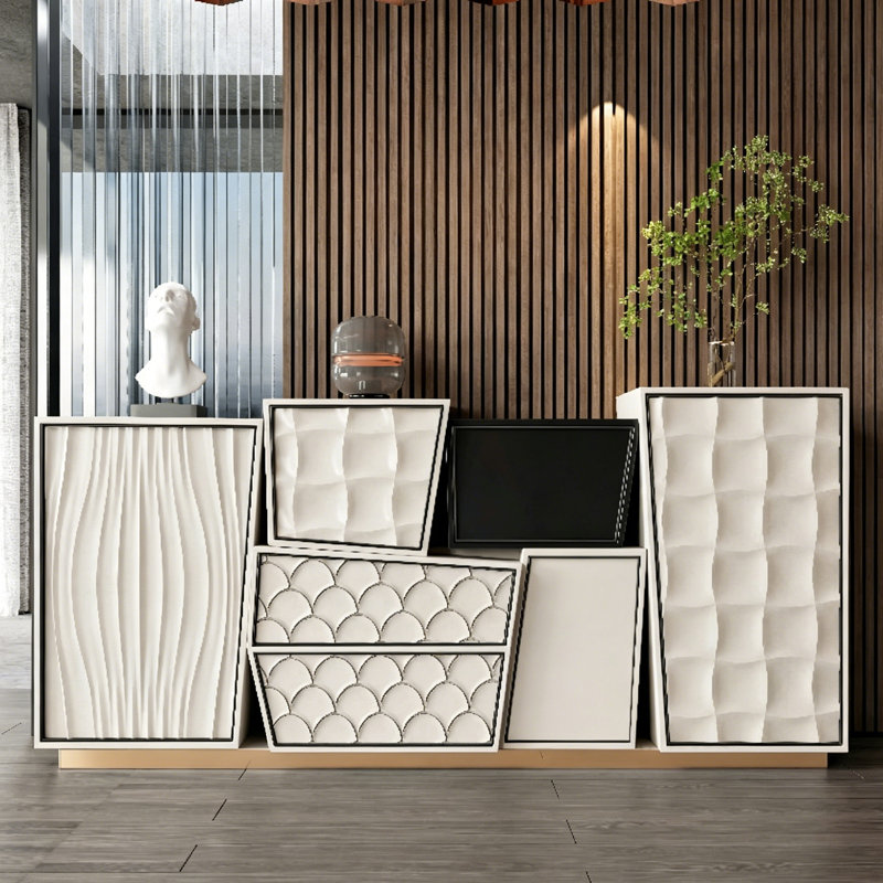Buffet luxueux de style italien léger, Doré / Blanc