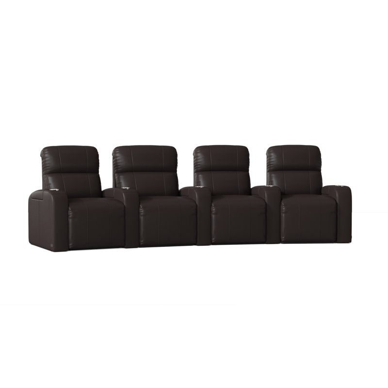 Upholstered Power Reclining Home Theater Seating with Cup Holder, Luxe Espresso