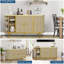 Buffet 50 po moderne avec rangement, console de bar Mid-Century cannelée avec plateau en faux marbre, portes coulissantes à profil courbé pour la cuisine, le salon et le vestibule