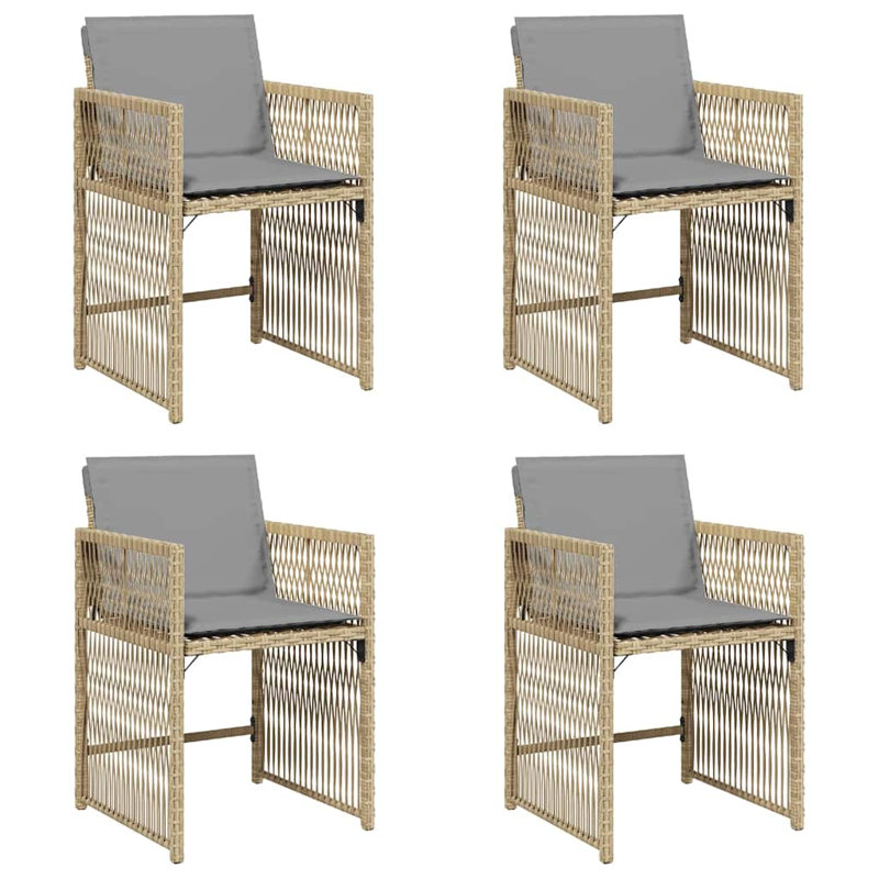 Outdoor Patio Dining Armchair with Cushion, Grey, Beige