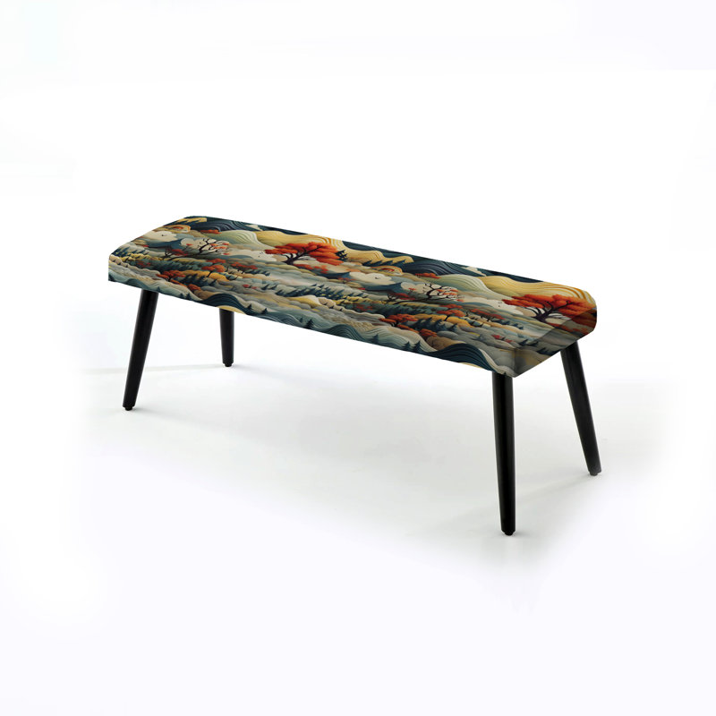 Earthy Tones Dreamy Forest Landscape - Banc rembourré noir abstrait