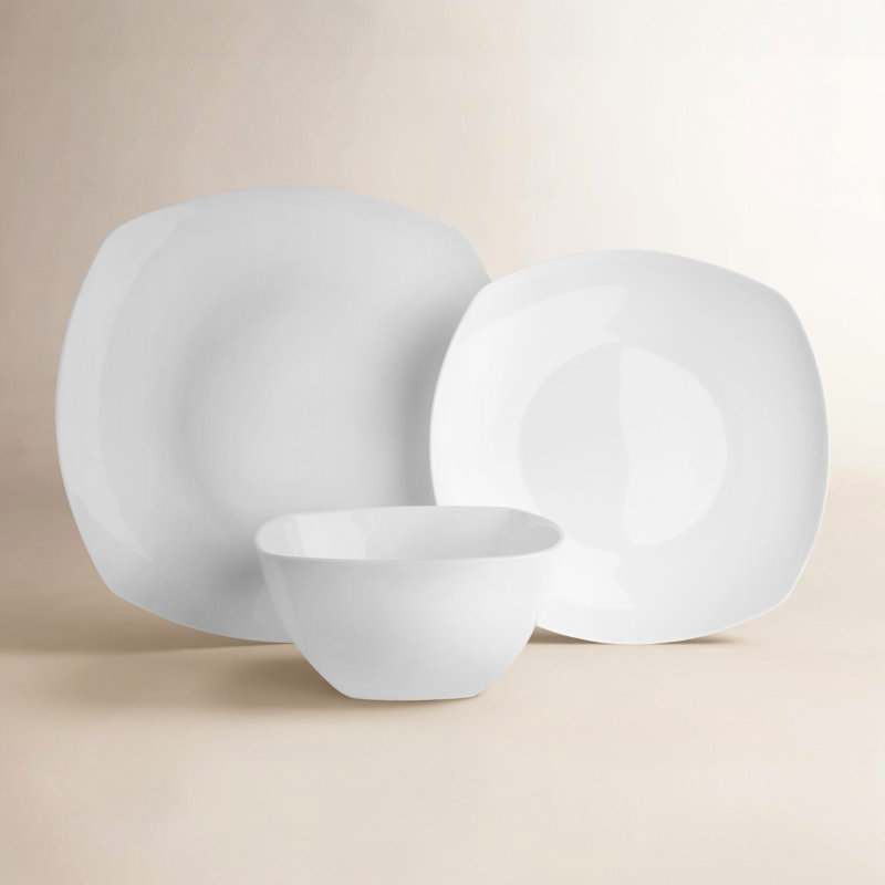Service de table léger en porcelaine os 12 pièces Nevaeh