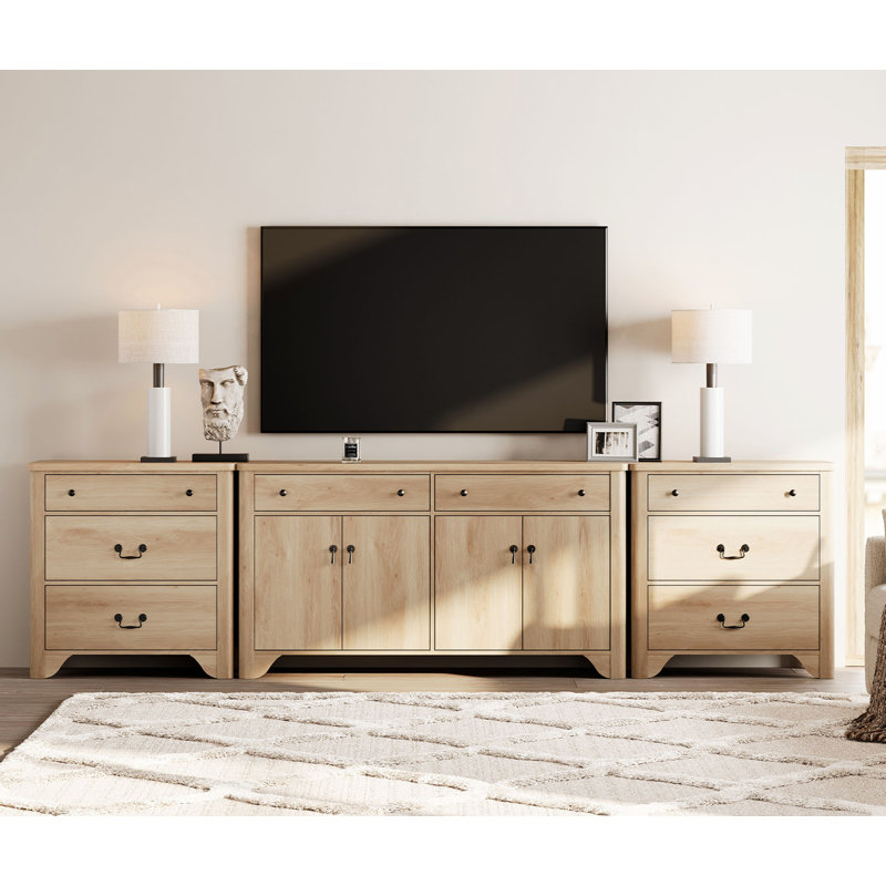 Modern TV Stand For Tvs Up To 120 Inch, 3 In 1 Entertainment Center With Adjustable Shelves And 8 Drawers, Large TV Console For Living Room,Bedroom