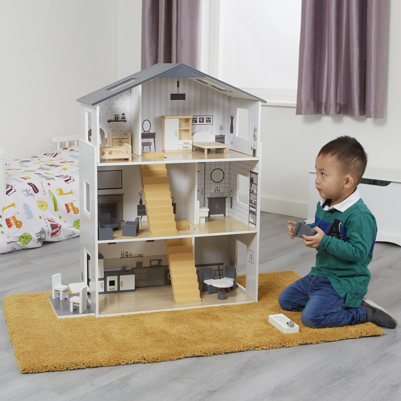  Kids Dolls House with Handcrafted Wood Furniture Accessories