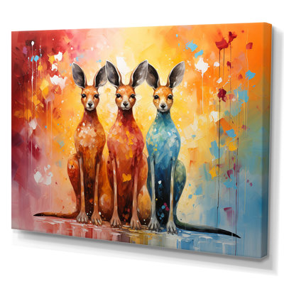Kangourou coloré, esprit V sur toile