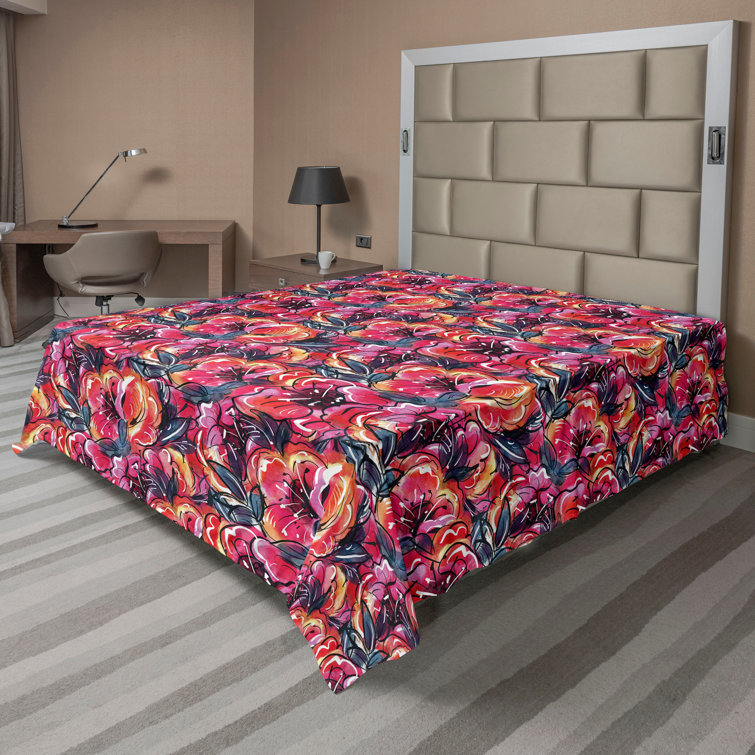 Ambesonne, drap plat floral pivoines, art botanique printanier