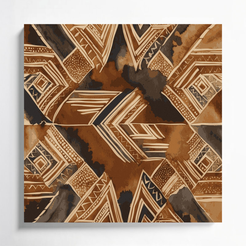 Toile hawaïenne tapa brune, art mural, H 12 po x l 12 po