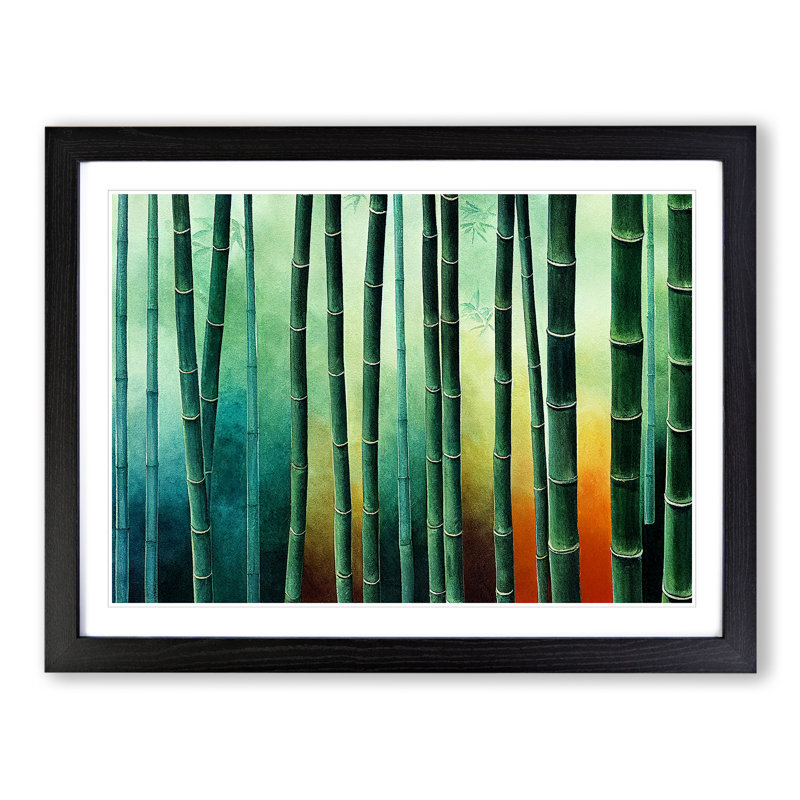 Bamboo Forest Watercolour Vol.3 - Single Picture Frame Painting, 46cm H x 64cm W x 2cm D, Black