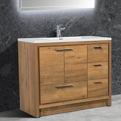 Spiker 41.7'' Single Bathroom Vanity with Solid Surface Top