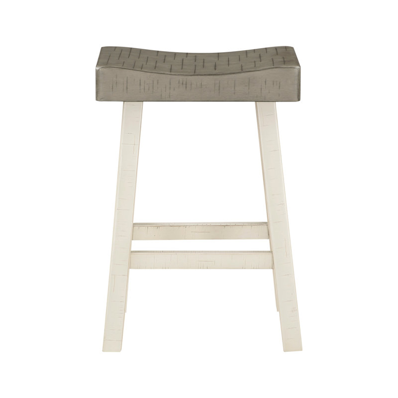 Tabouret de bar et de comptoir Aviana, Tabouret de comptoir (siège d'une hauteur de 24,5, Gris / blanc