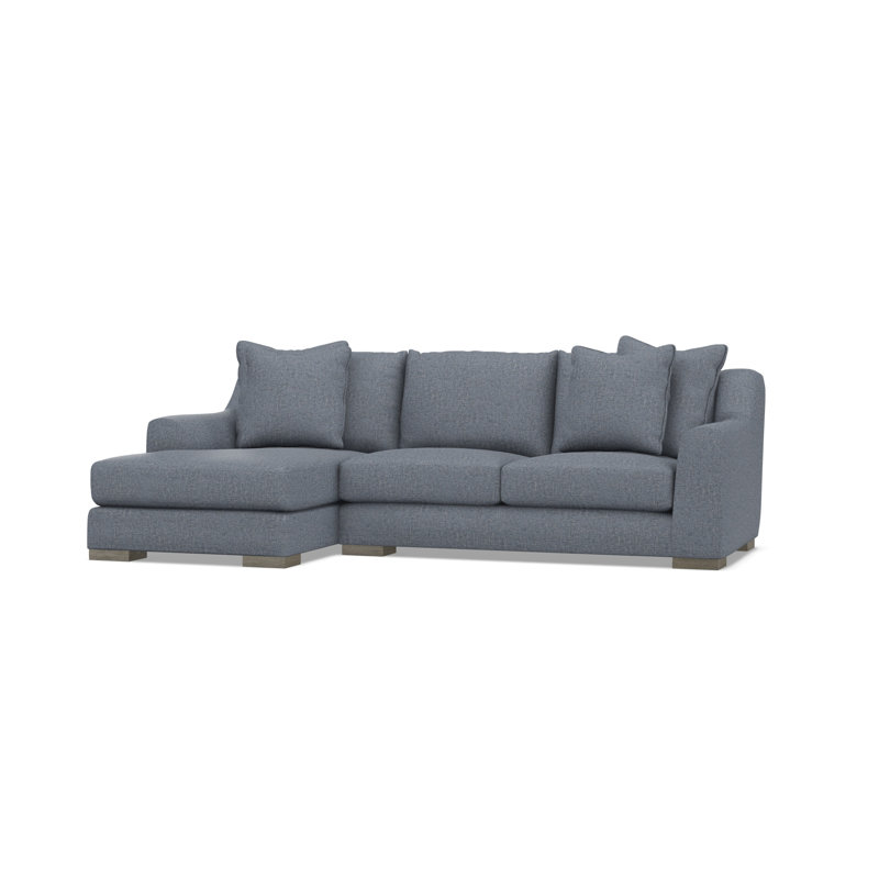 Gabi 3-Piece Fabric Sectional, Teal Polyester, 35" H x  105" W x 63.5" D, Left Hand Facing