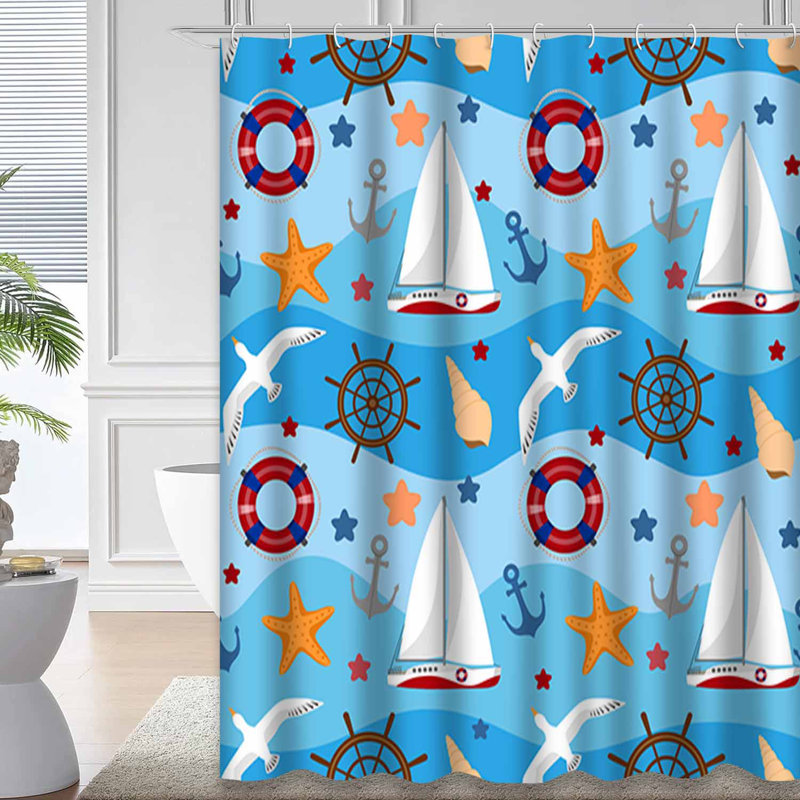 Rideau de douche imperméable Nautic, L 72 po x l 78 po