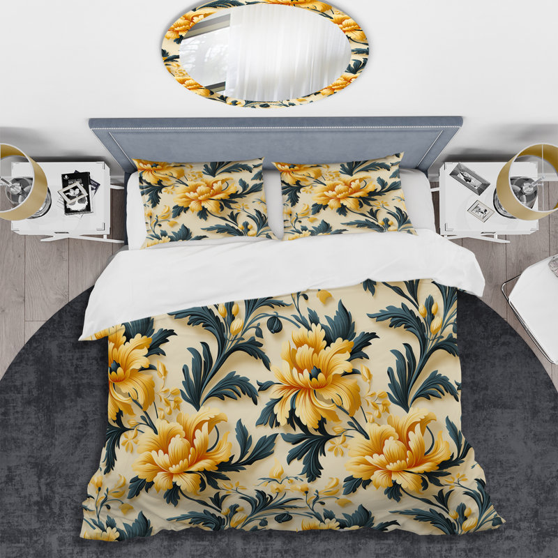 Tribal Damask Accents - Ensemble de housse de couette floral - Microfibre de polyester