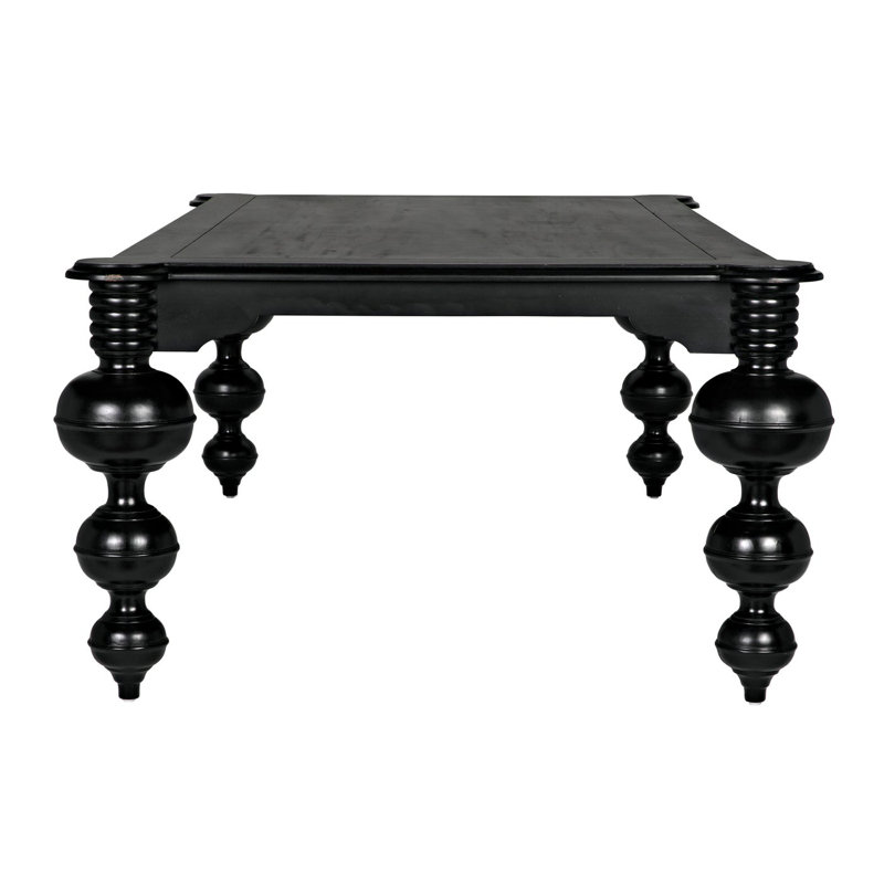 Claudio 54" Black Solid Wood Mid-Century Modern Dining Table