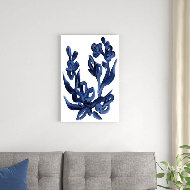 Indigo en fleurs I, H 30 po x l 20 po x P 1,25 po