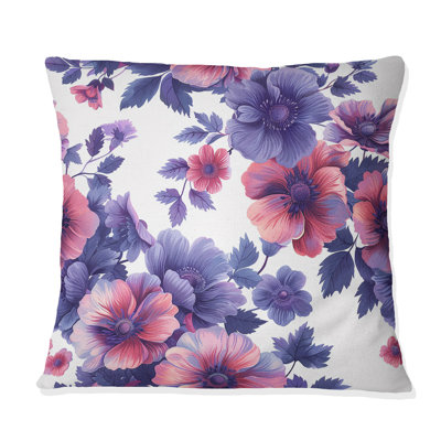 Coussin décoratif mauve et rose avec fleurs et secret