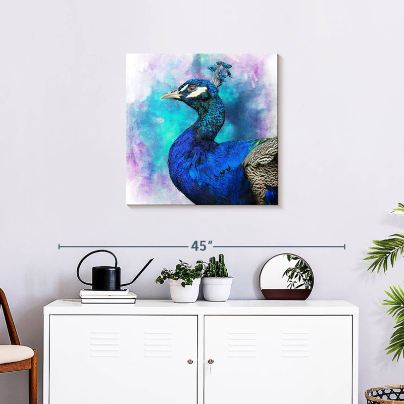 Fier paon bleu Brampt, H 24 po x l 24 po