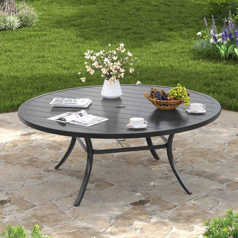 8-Person Patio Dining Set With Swivel Chairs, Black/Brown