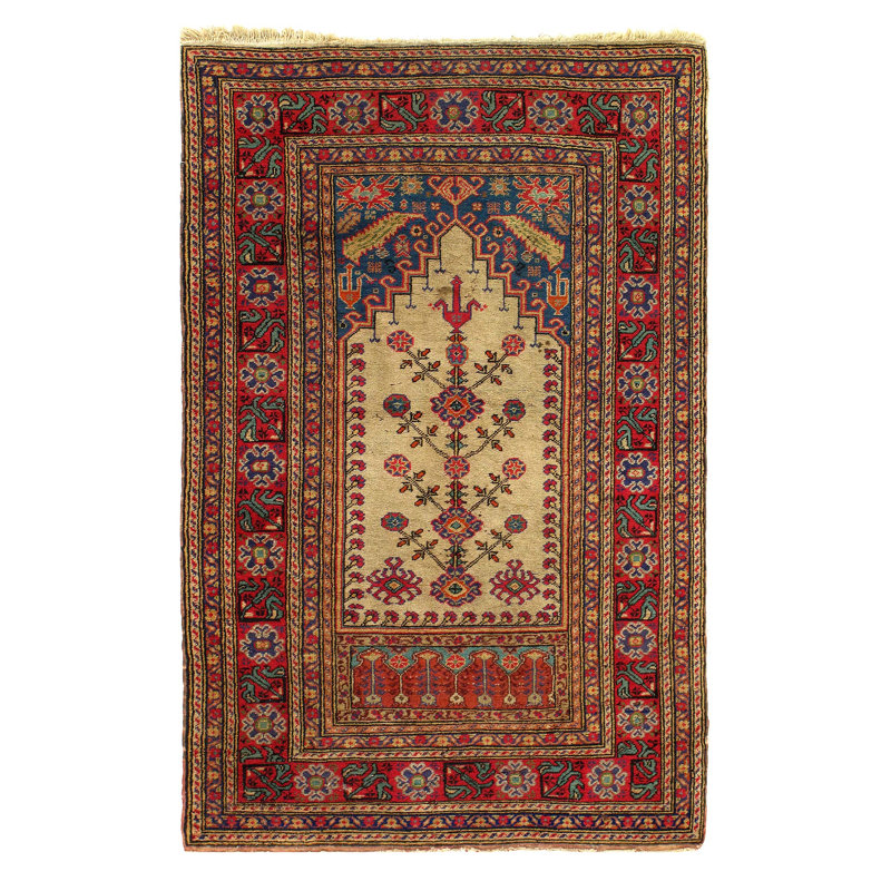 Tapis unique ivoire Mattson de 2 pi 11 po x 4 pi 5 po des années 2000