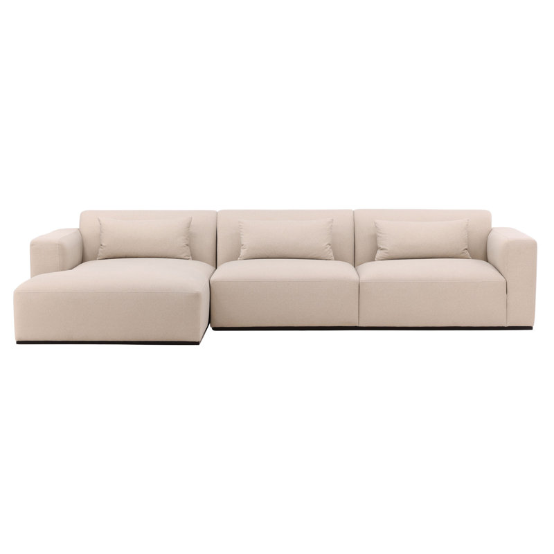 Brooklyn Polyester Upholstered Chaise Sectional, Mohair Cream, Left Hand Facing