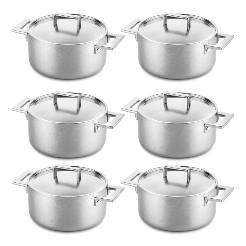 Casserole avec couvercle Attiva Peltro 8,66 po - 6 pièces - Étain