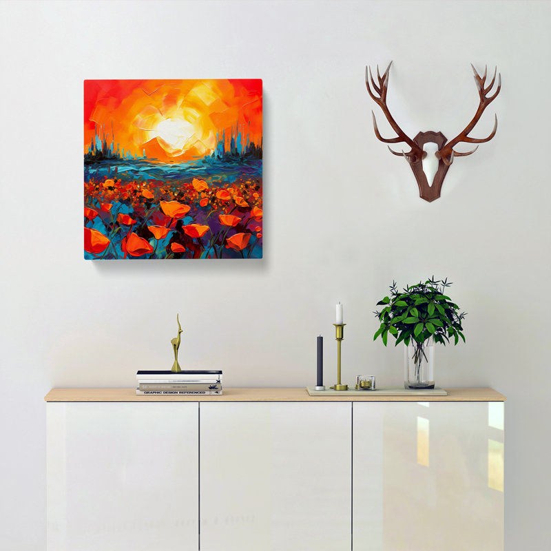 Poppy Field Abstract Art No.3 - Wrapped Canvas