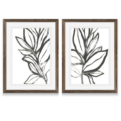 «Leaf Instinct I» par Vincent Van Gogh - ensemble de 2 reproductions d'art encadrées