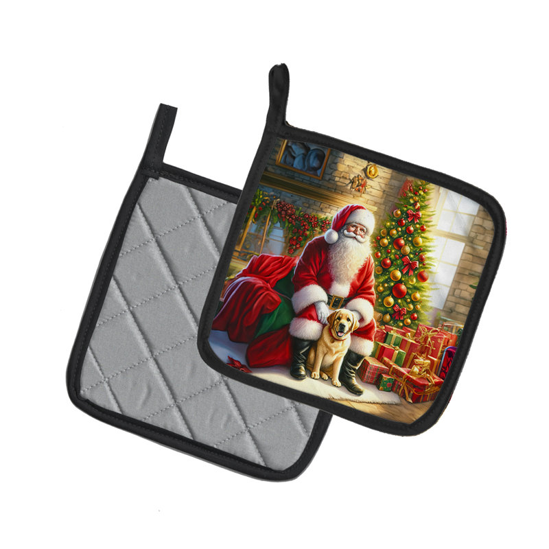 Caroline's Treasures Moments With Santa Polyester Potholder Set