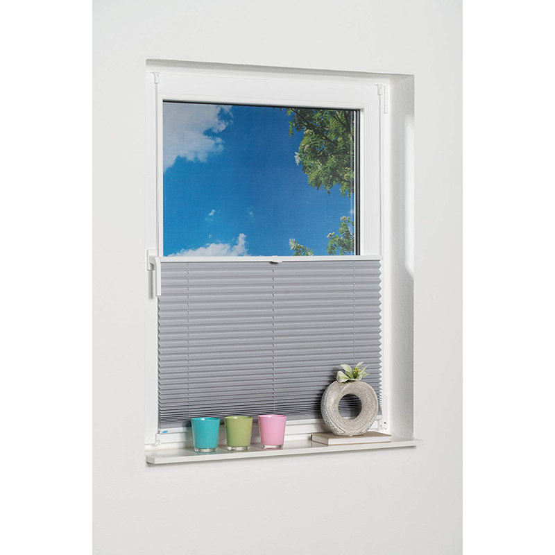 Cordless Room Darkening Pleated Shade, 70 W x 210 L cm, Grey