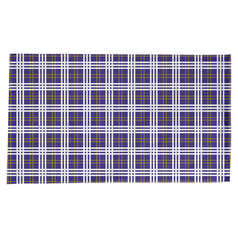 Nappe en mélange de coton à carreaux, Mauve / or métallique / blanc