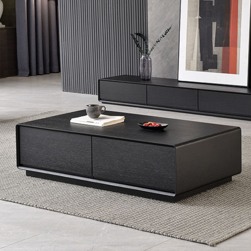 Table de salon moderne et simple rectangulaire, H 13,8 po x L 39,4 po x l 19,7 po, Noir, noir, noir, noir